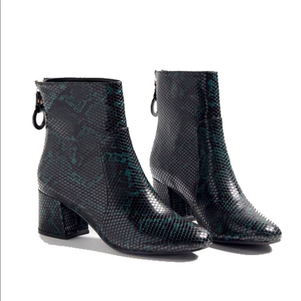Urban Outfitters Harlow Green Faux Snakeskin Boot